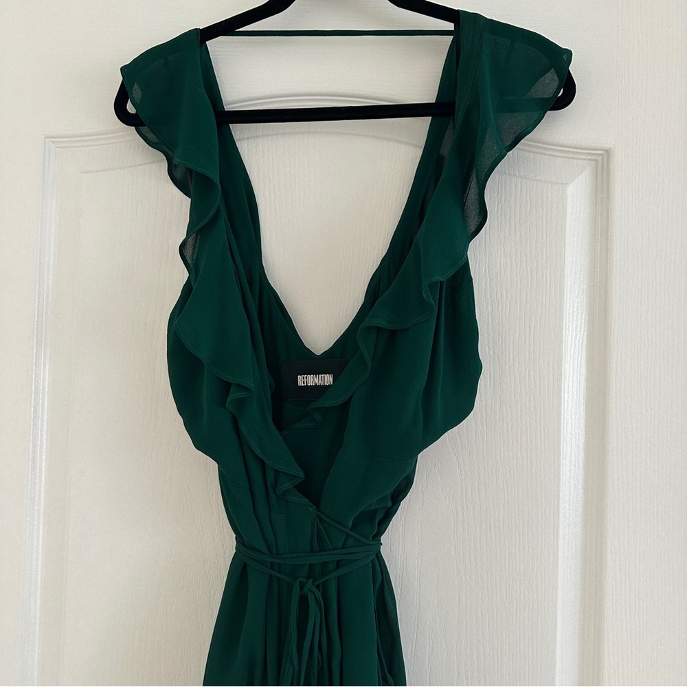 Reformation Green Ruffle Dress - Picture 6 of 13